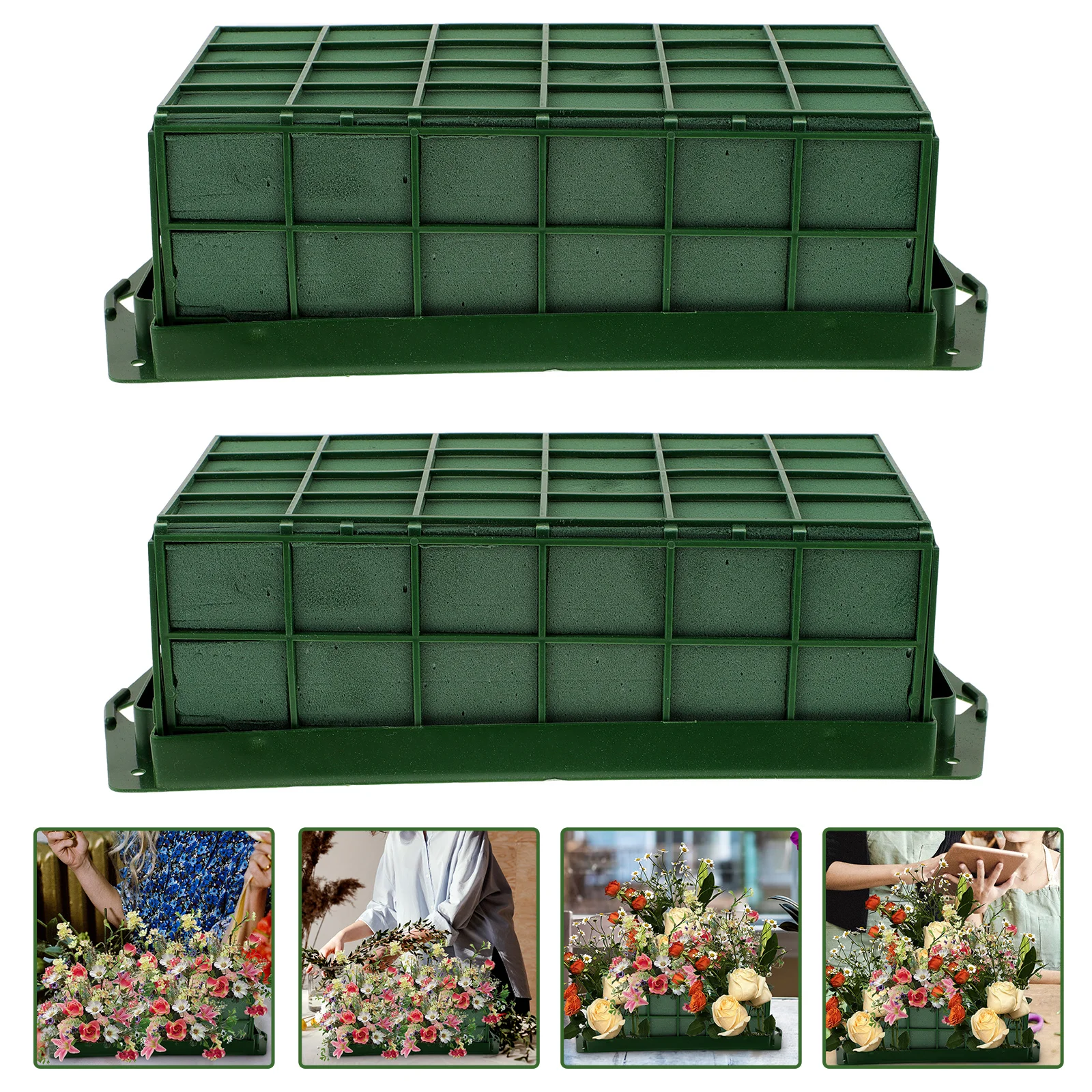 

2 Pcs Flower Mud Arrangement Foam Cage Floral Stand Holder for Bouquet Rectangle Arranging Supplies