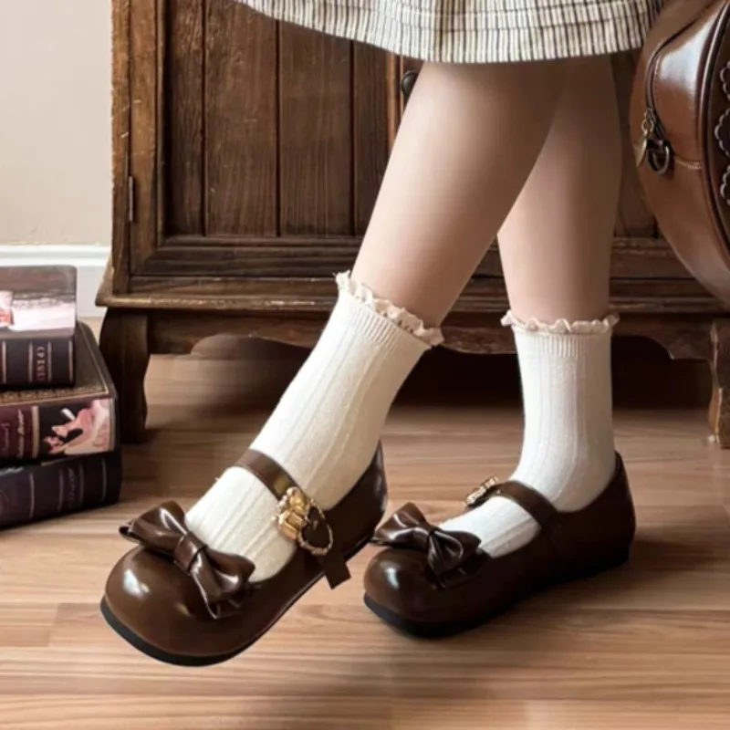 Women Shoes Sweet Cute Bow Flats Fashion Shallow Mouth Single Shoes Mary Jane Shoes Classic Round Head Lolita Shoe Zapatos Mujer image 5