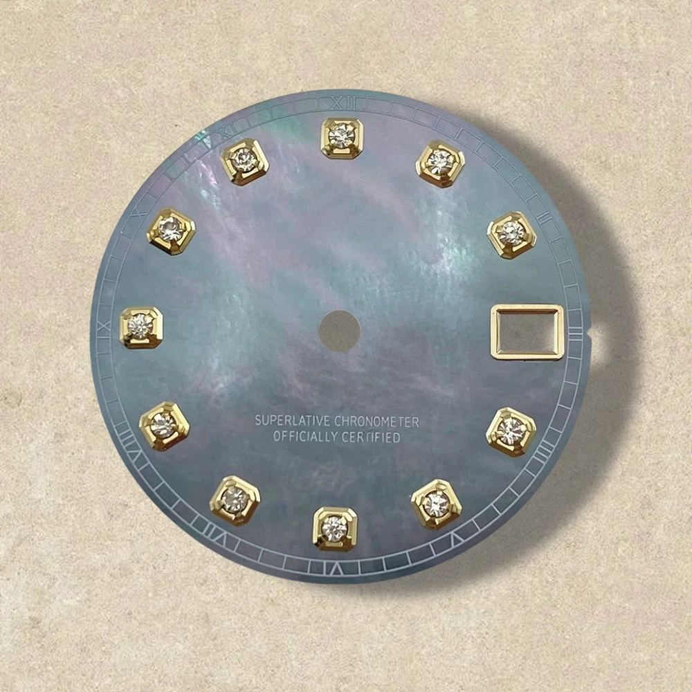 Quadrante con diamanti Fritillaria con logo S da 28,5 mm, adatto al movimento giapponese NH35/NH36/4R/7S, accessori per la modifica dell'orologio di alta qualità