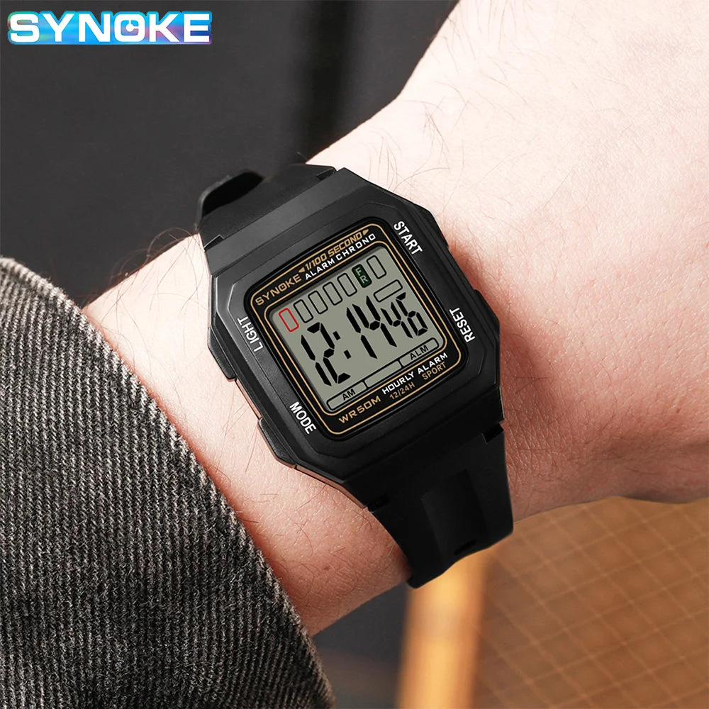 

Trendy Style Electronic Watches Outdoor Sports 50M Waterproof Mens Watch SYNOKE Reloj Hombre