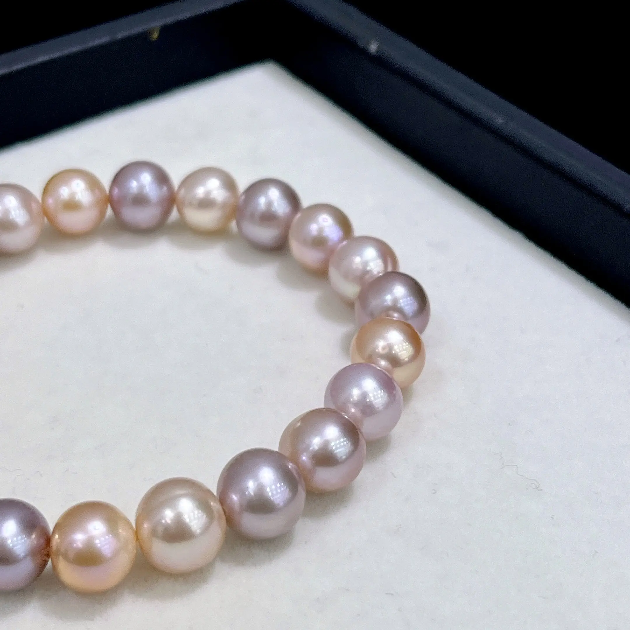 Natural pearl AAAA7-8mm South Sea multi-color pearl closed elastic bracelet/length 18in