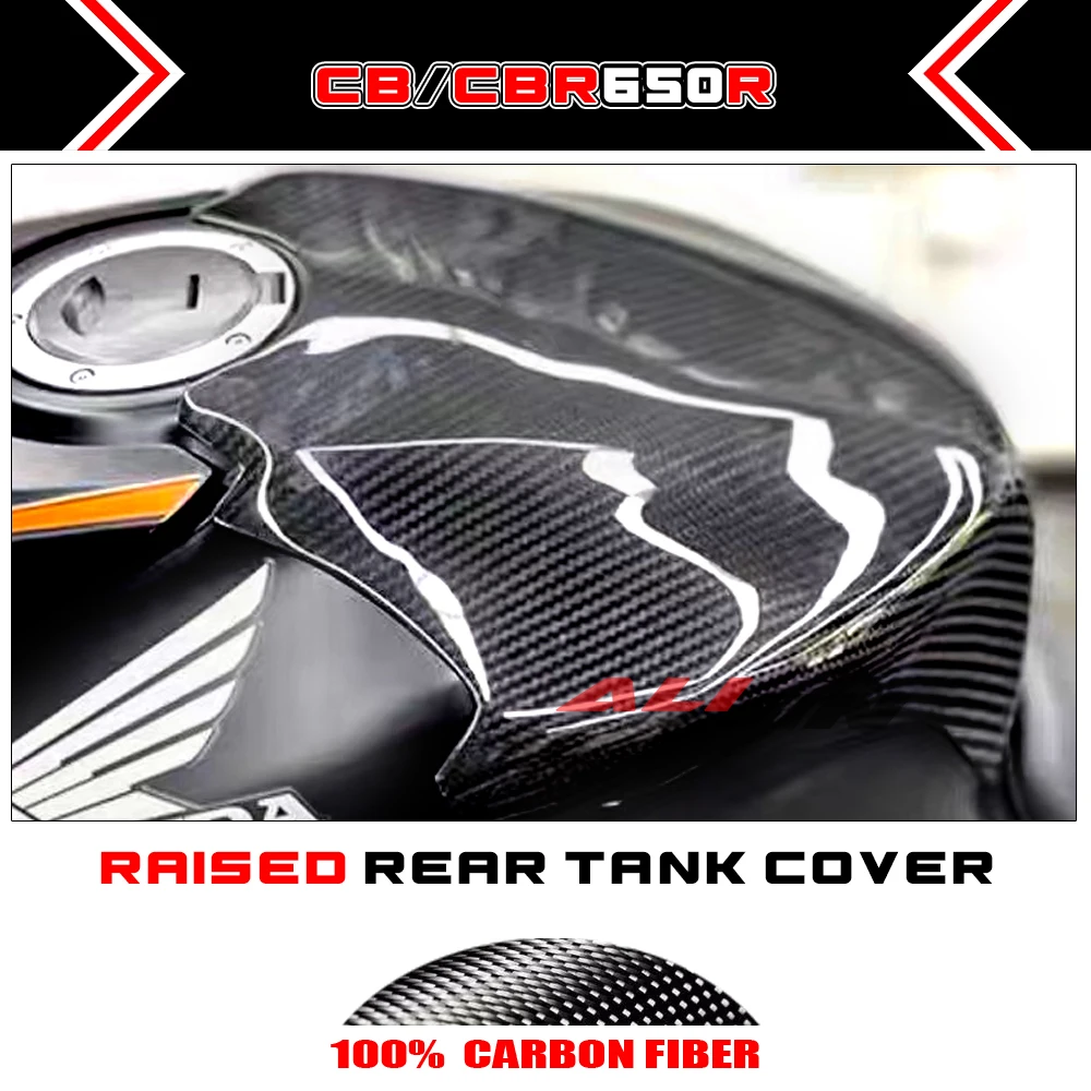 

100% Real Dry Carbon Fiber Fairing For Honda CB650R CBR650R 2019-2023 Racing Raised Rear Tank Fuel Gas Cover Protector Panel