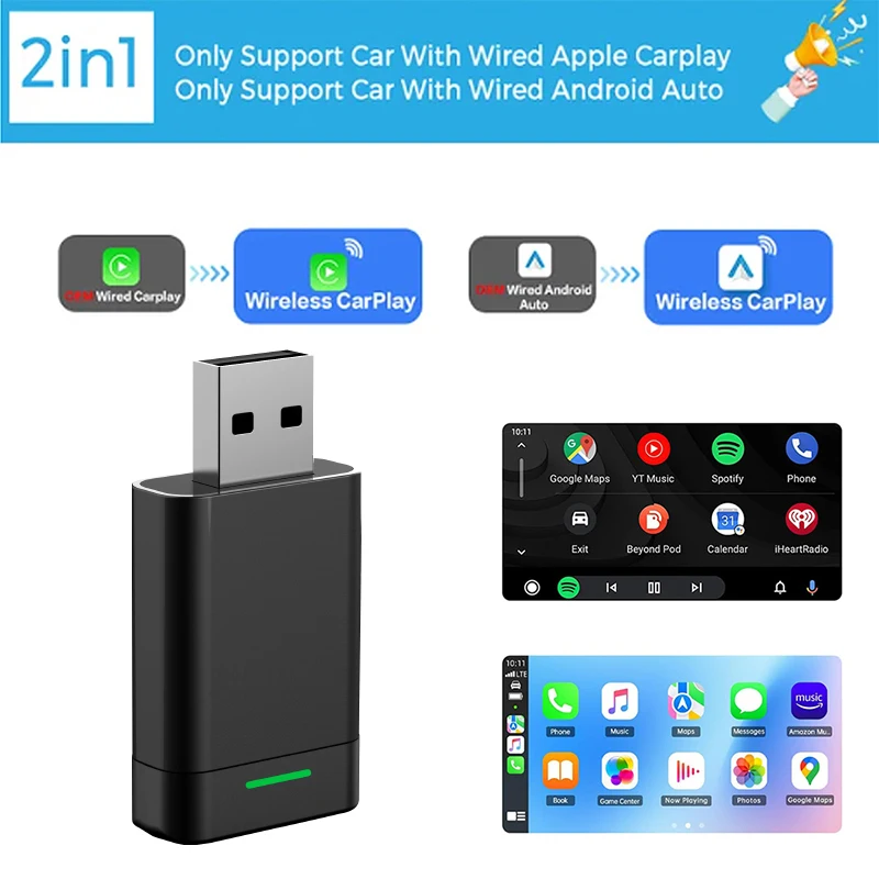 NEW Wireless CarPlay Android Auto Wireless Adapter Smart Mini Box Plug And Play WiFi Fast Connect Universal For Nissan