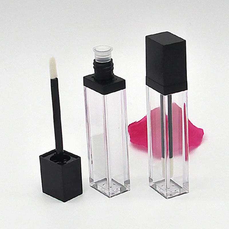 20 قطعة 7 مللي أنبوب ملمع الشفاه المربع زجاجات ملمع الشفاه الفارغة لتقوم بها بنفسك أنابيب أحمر الشفاه السائل القابلة لإعادة الملء حاويات مستحضرات التجميل الشفافة