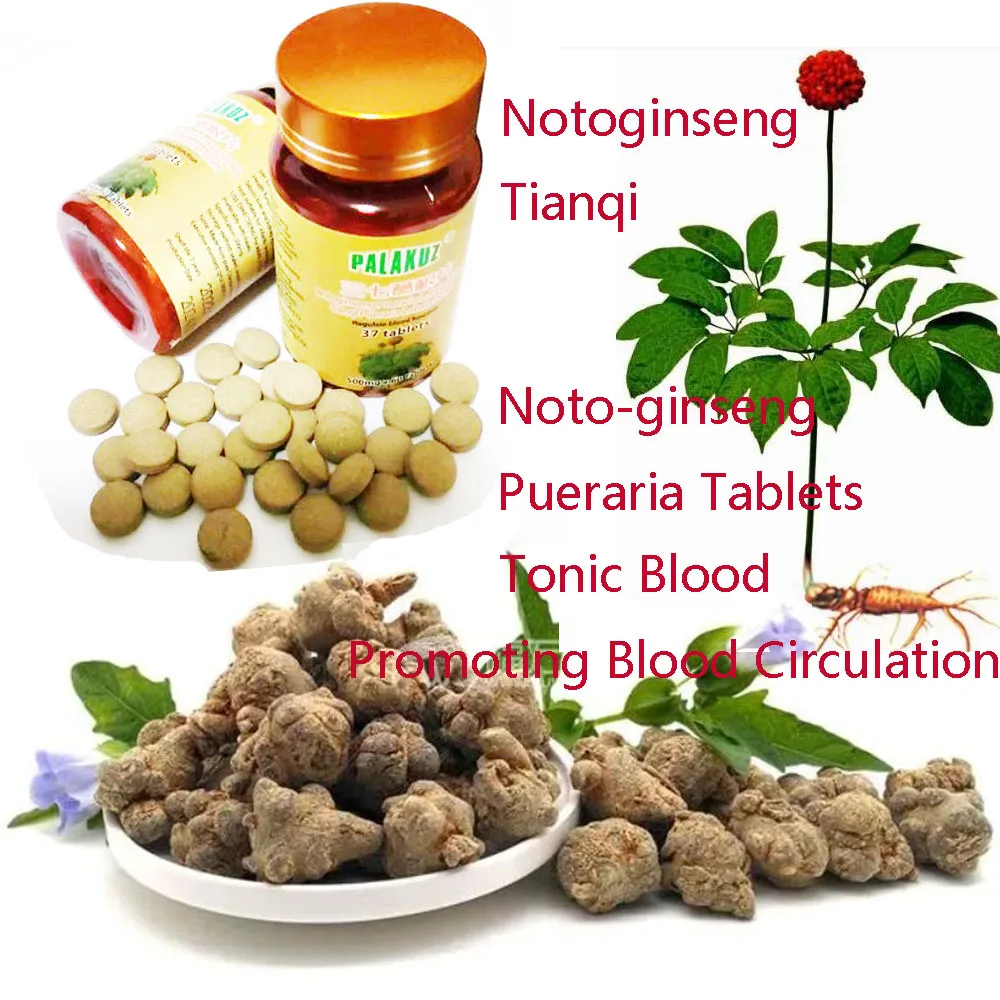 2 Bottle,Organic Panax Notoginseng Pueraria LobataTablets Tianqi Noto-ginseng Root Panax Blood Tonic Promoting Blood Circulation