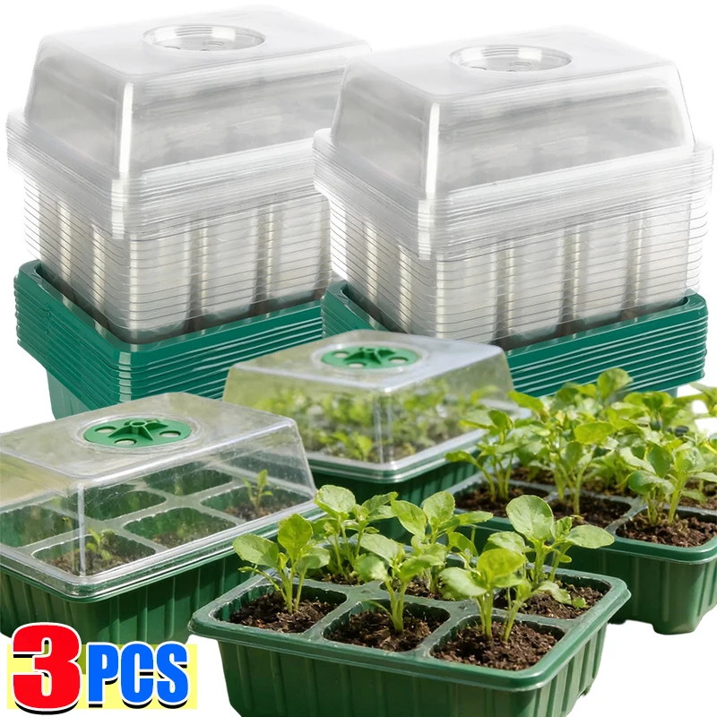 Anzuchtschale mit Deckel, 6-Loch-Pflanzenkeimungsset, Gewächshaus-Vermehrungsbox mit Belüftung, tragbare Pflanzentöpfe für Sukkulenten und Blumen