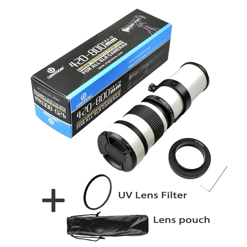 Lightdow Manual Focus Telephoto Zoom Lens 420-800mm F8.3-16 with