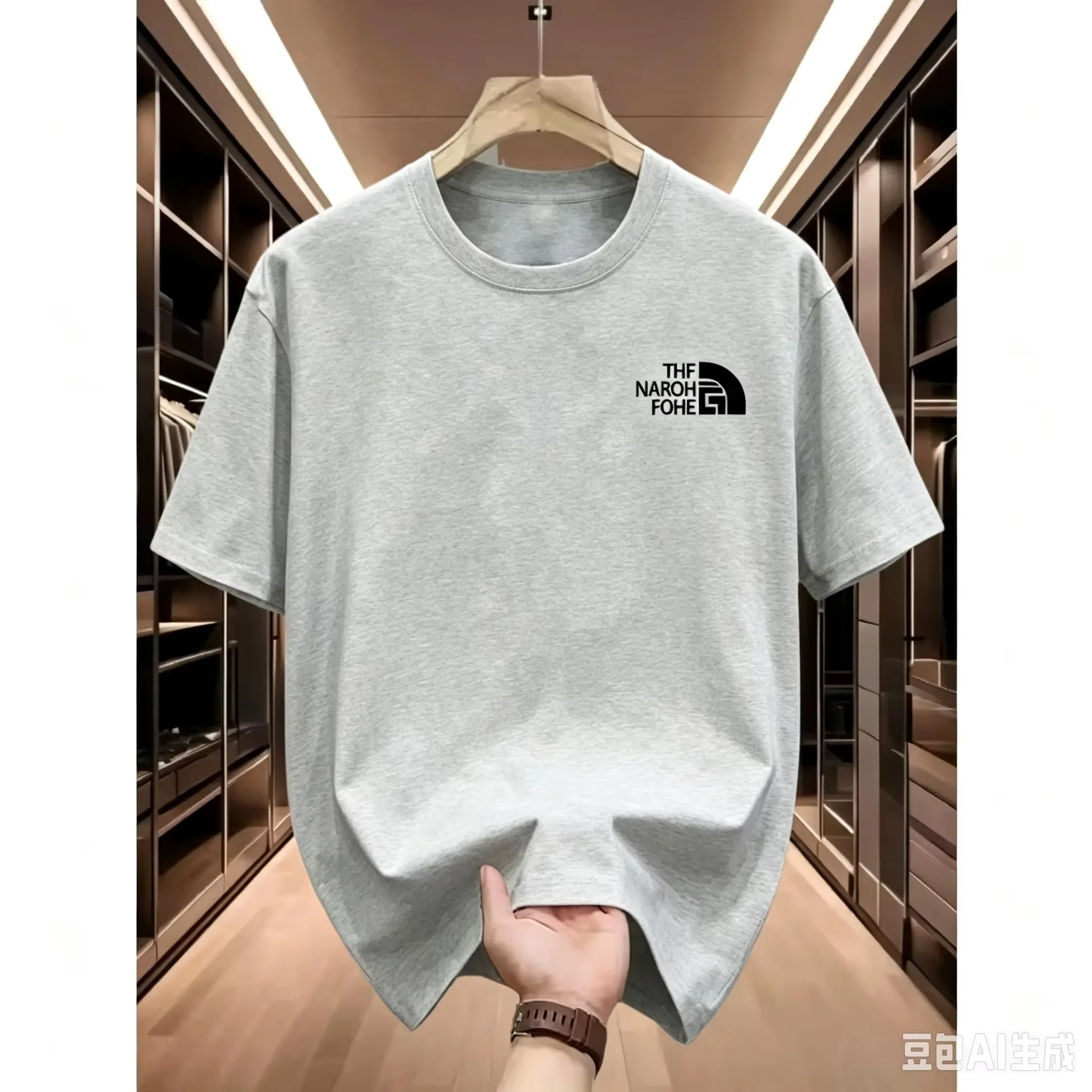 2026 new Front Small Half Dome Letter Print Men T-shirt Minimalist Mountain Graphic Oversized Cotton Short Sleeve Tee