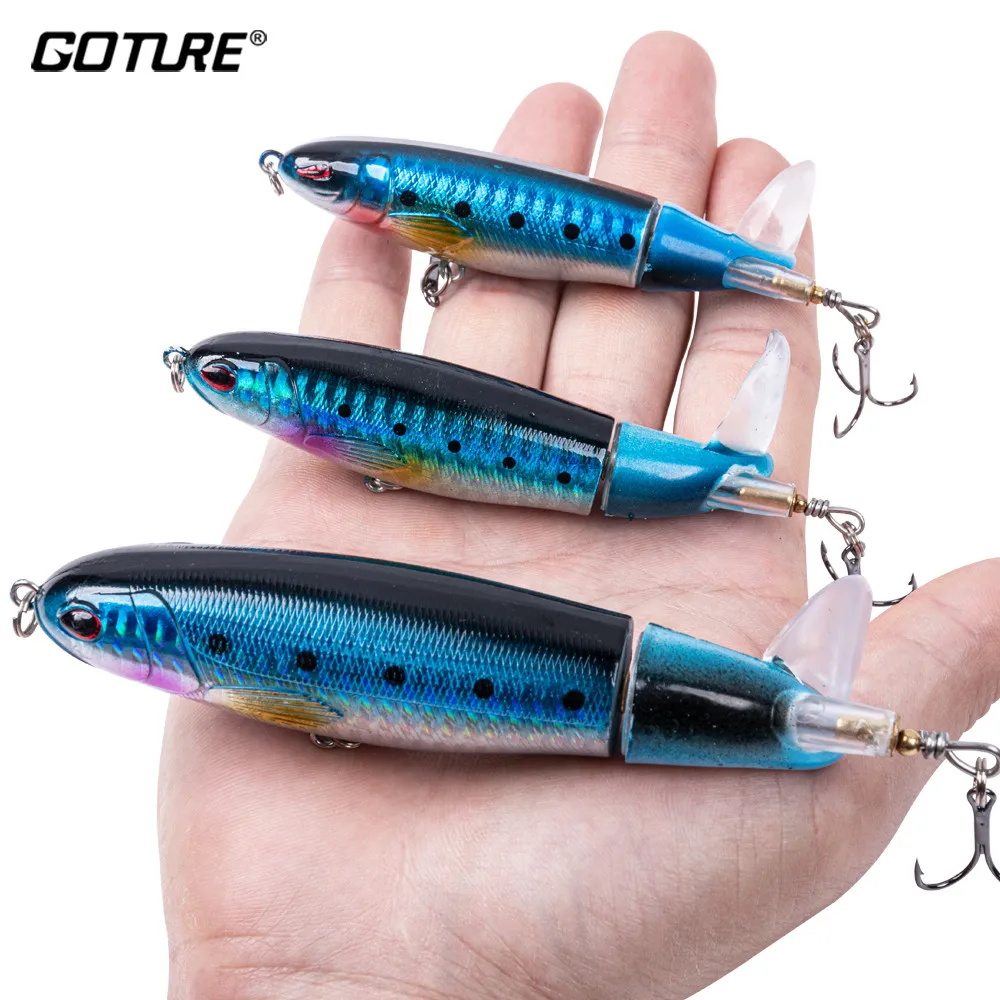 Goture Whopper Popper 10cm/11cm/14cm Topwater FIshing Lure Blowups Pike Baits Rotating Tail Fishing Tackle Crankbait Wobblers