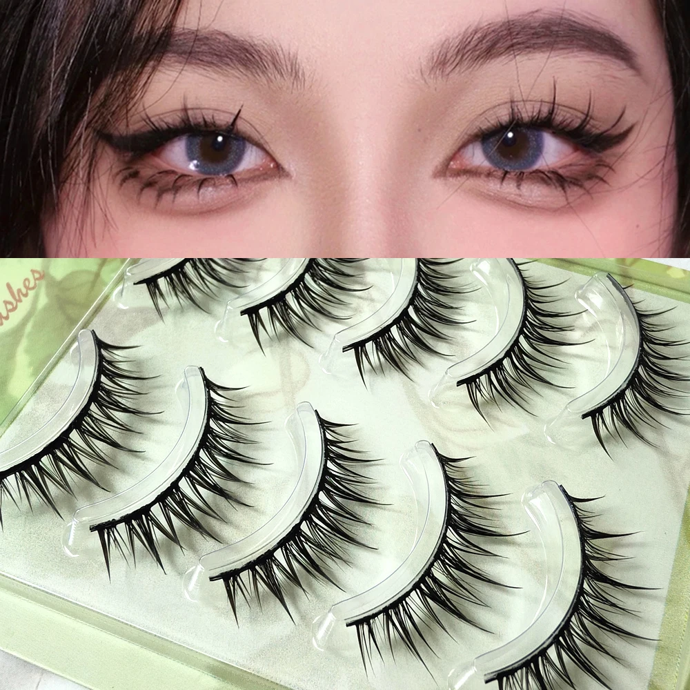 5 Pairs Makeup False Eyelashes Long Thick Photogenic Eye Lashes Hard Band Handmade Cluster Eyelash Cosmetics Tools