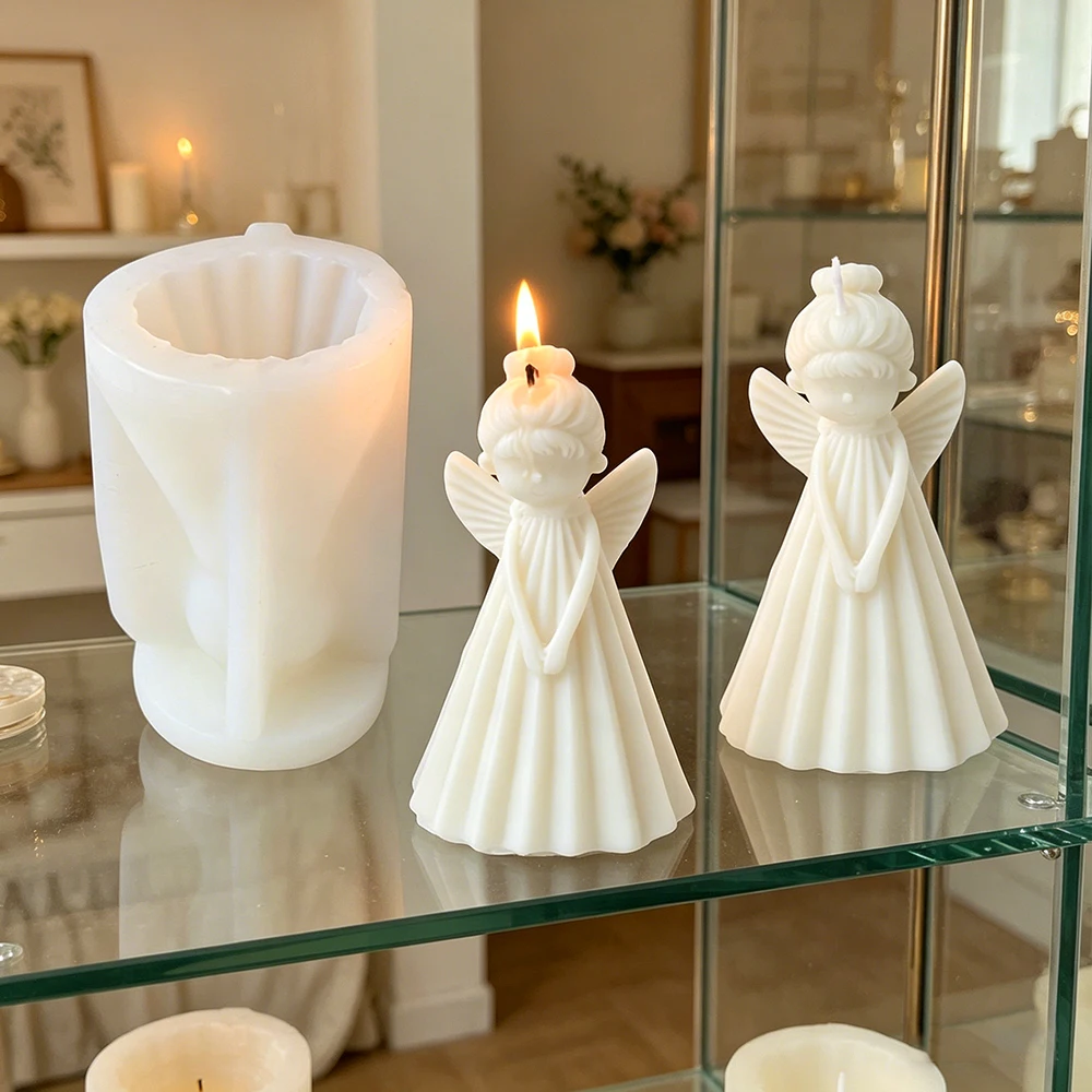 3D Angel Girl Silicone Candle Mold, DIY Aromatherapy Wax Soap Plaster Resin Mould for Home Decor Crafts Gifts Easy Release - view 5