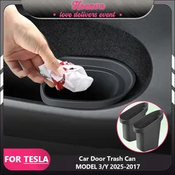 For Tesla Model 3 Y 2025 Car Door Trash Can Eco-Friendly Silicone Door Storage Box Waterproof Garbage Can 2024 Car Accessories