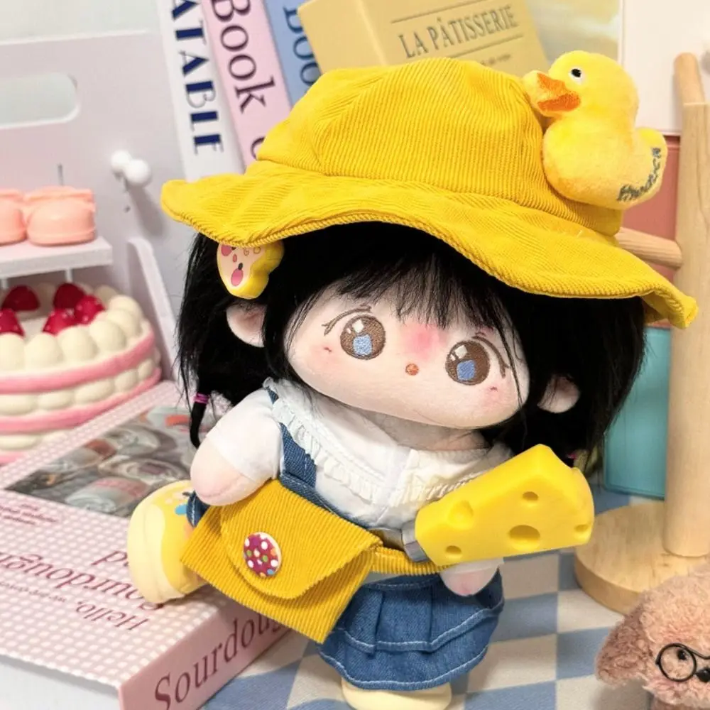 

Желтая шляпа-утка, комплект платья для кукол 20 см, наряд с кроличьими ушками, хлопковая кукольная одежда, милые хлопковые игрушки с героями мультфильмов, одежда для кукол-идол