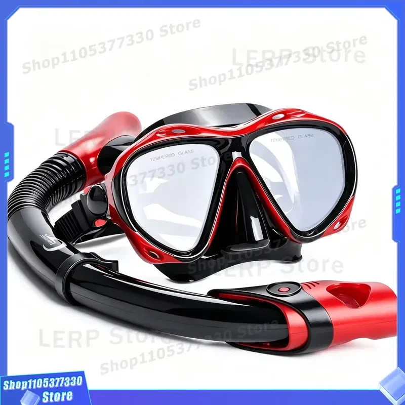 Adult Professional Snorkeling Set Light Blue Diving Mask with Dry Snorkel Small Capacity Tempered Glass for Swimming Gear