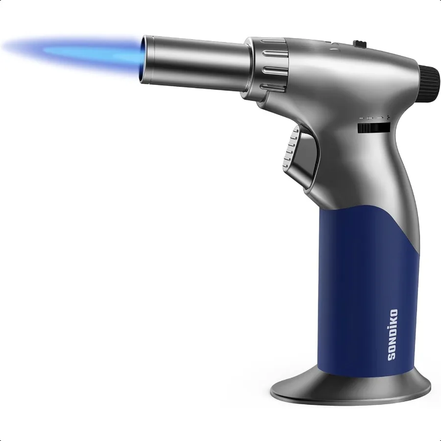 

Butane Dual Adjustable Flame Size Butane Torch Lighter Mini Blow Torch Refillable kitchen Torch with Continuous Flame Lock for