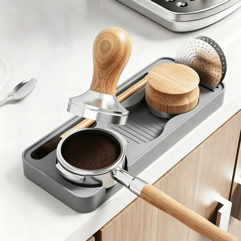 Non Slip Silicone Coffee Tamper Pad With Storage Holder For Espresso Tools And Coffee Grounds Distributor Accessories Gift
