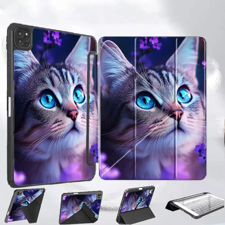

Чехол-подставка для планшетов iPad Pro 11-го, 10-го, 9-го, 8-го, 7-го поколений, 12.9 дюймов, Air 4, 5, M3, M2, M4, 11 дюймов, Mini 6, 7, Pro 2025 с милым мультяшным котом