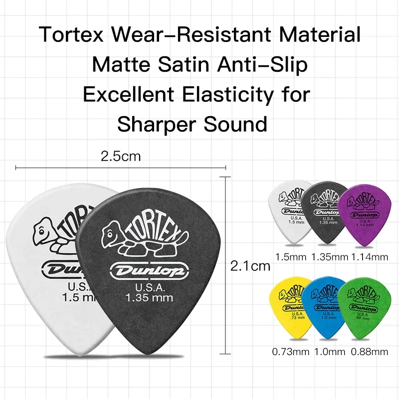 Dunlop Tortex Standard Guitar Picks: 498 Sample Single & 6-Pack, Medium to Heavy Thickness for Acoustic & Electric Instruments