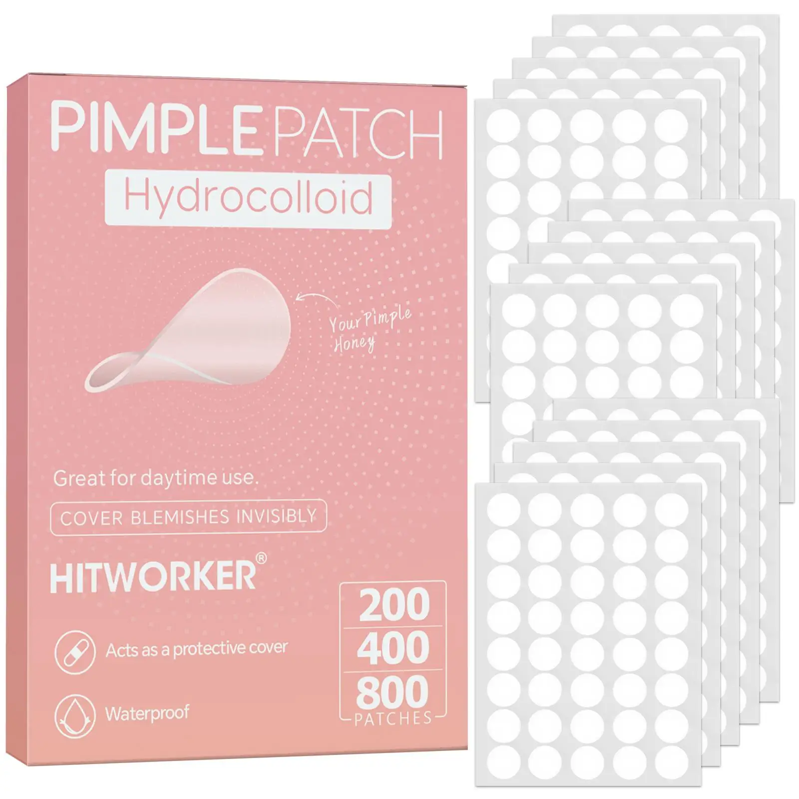 800/400/200 pieces/box of acne patches - non-alcoholic, used to absorb acne secretions, non irritating, essential for acne care
