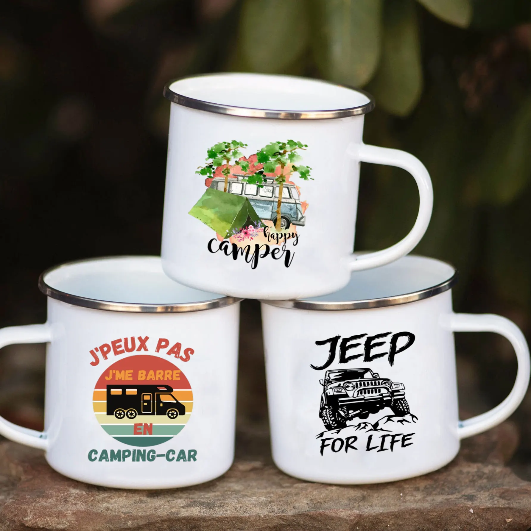 Tasse en émail de camping-car, tasse Adventure Together, cadeau d'urgence, camping-car, camionnette, pique-nique, métal isolant, extérieur, festival, voyage