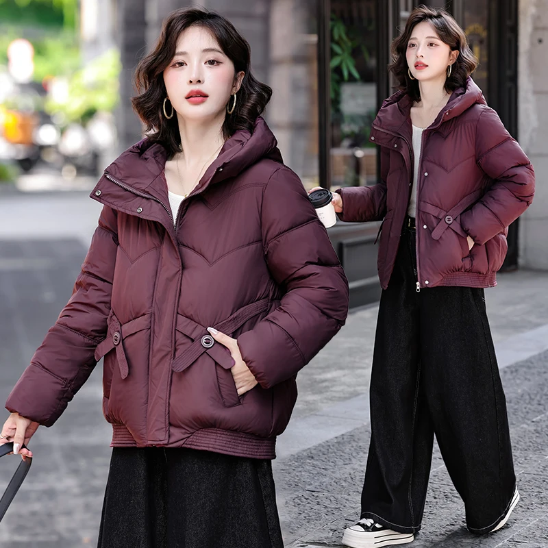 

Casual Faionable ort Hooded Cotton Jaet Women's Loose Fit Winter Coat Thiened Long Sve Zipper Closure Color
