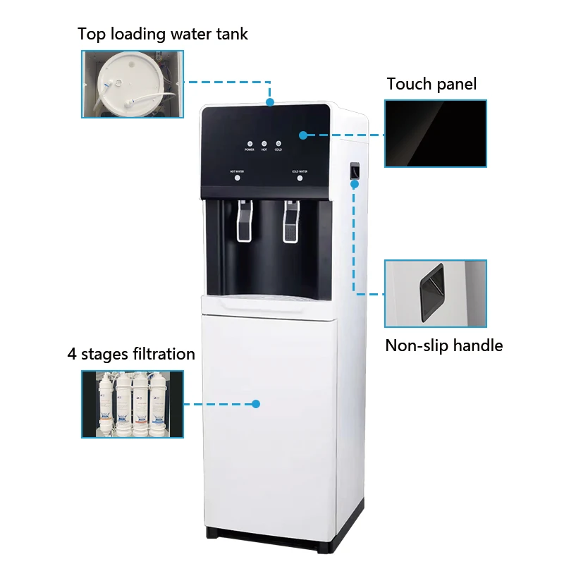 Ceramic Water Dispenser Freestanding Water Purifier Easy to Operate and Self Replace Automatically Heating Cooling