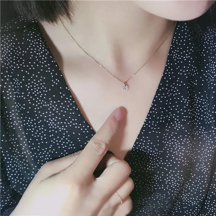 925 Sterling Silver Crystal Round Brand Crystal Choker Necklace Pendant for Women 14K Gold Necklaces Wedding Party Jewelry Gift