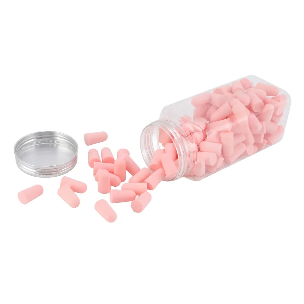 120Pcs Pink Slow Rebound Foam Ear Plugs Slow Rebound Sponge 2.5*1.3cm Noise Reduction Sleeping Earplugs