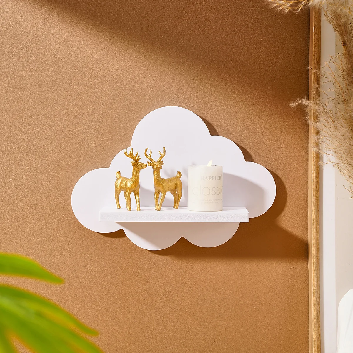 1PC, Simple White Cloud-Shaped Wall Storage Rack, DIY Assembly Suitable for Living Room Display Rack and Small Item Storage Rack