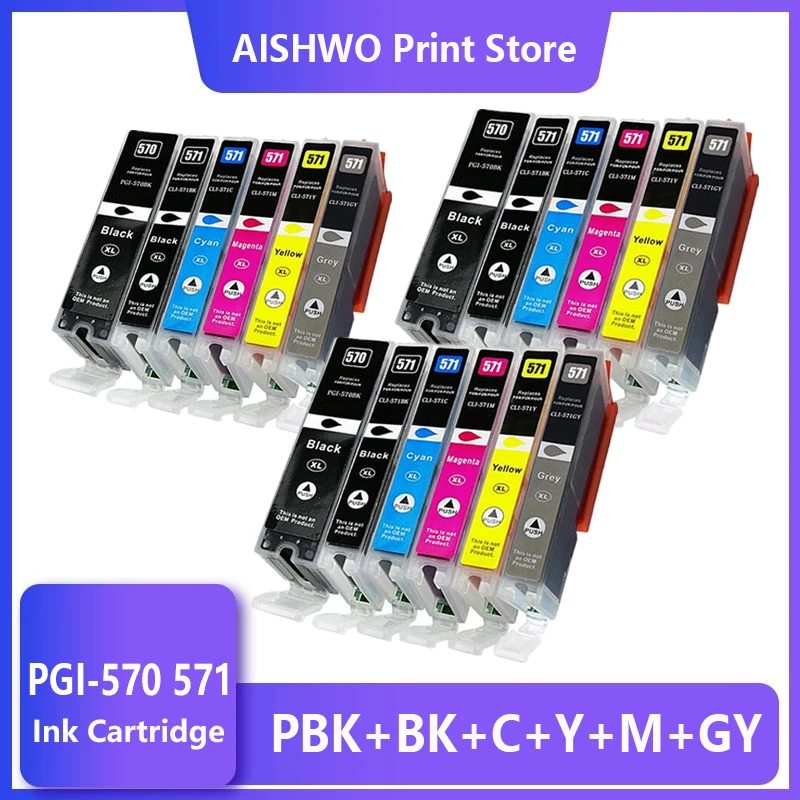 18PK Compatible For Canon 570XL PGI-570 ink cartridge PGI570 CLI571 PGI570XL PIXMA MG5750 MG5751 MG5752 MG5753 MG6850 printer