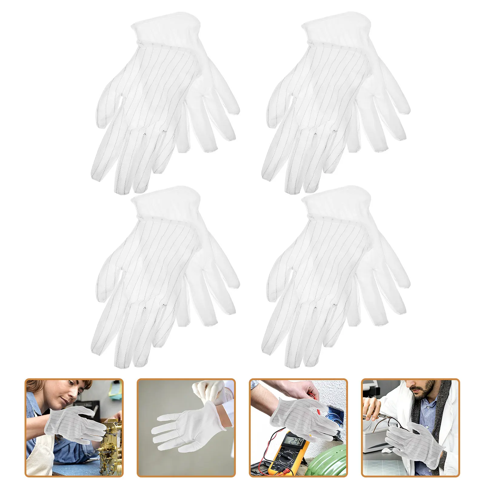 

10Pairs Dust-Free Anti-Static Gloves Breathable Comfortable Working Protective Gloves for Jewelry Lenses Exhibition Banquet Use