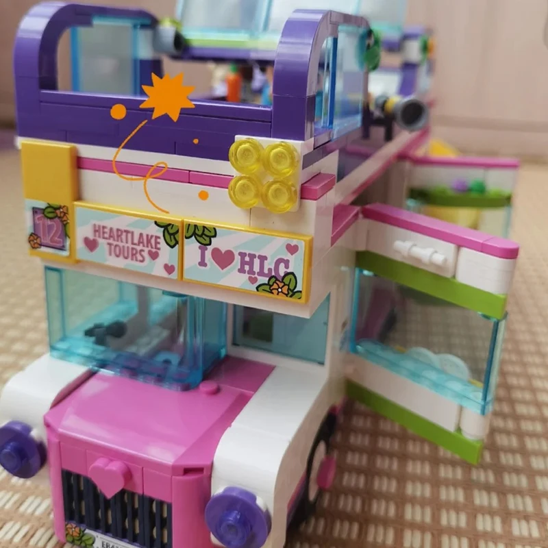 MINISO Disney 778 sztuk autobus przyjaźni kompatybilny 41395 klocki klocki zabawki edukacyjne dla dzieci dziewczyny prezent na boże narodzenie