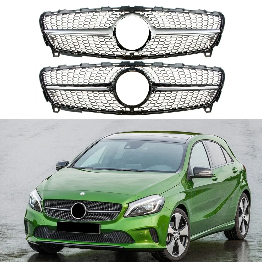 Front Racing Facelift Grilles Upper Bumper Cover Grill For Mercedes-Benz W176 A Class A180 A200 A220 A250 2016 2017 2018 Diamond