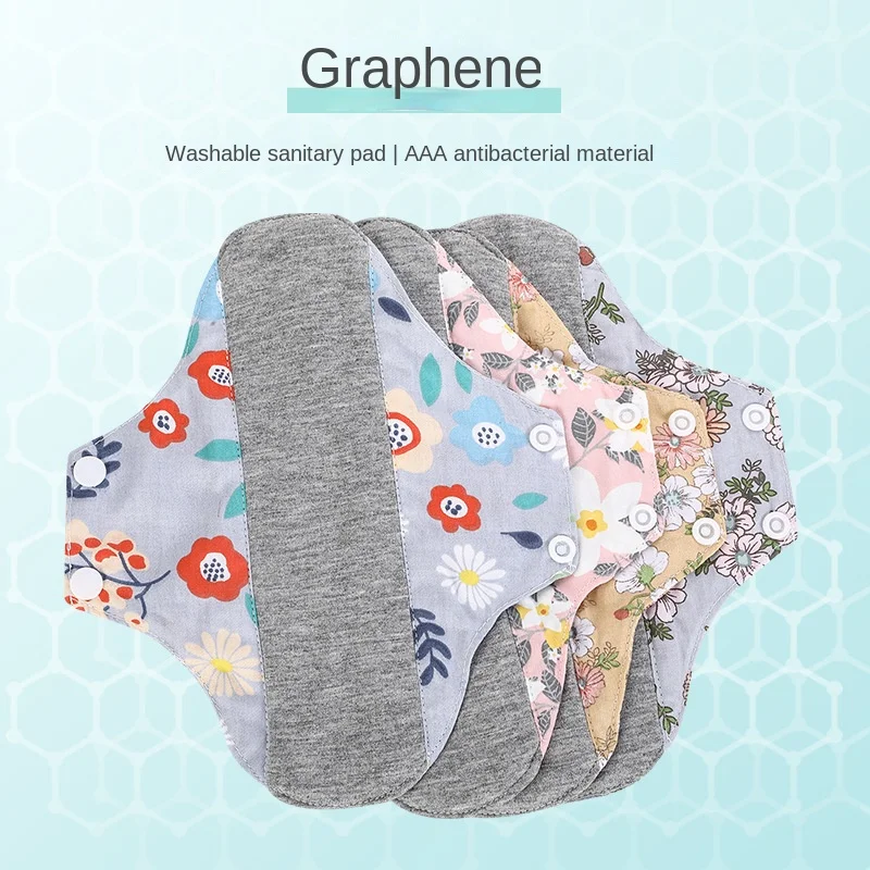 Graphene Cotton Antibacterial Menstrual Pad Washable Sanitary Napkins Reusable Leak Proof Underwear Pad Cloth Menstrual Gaskets