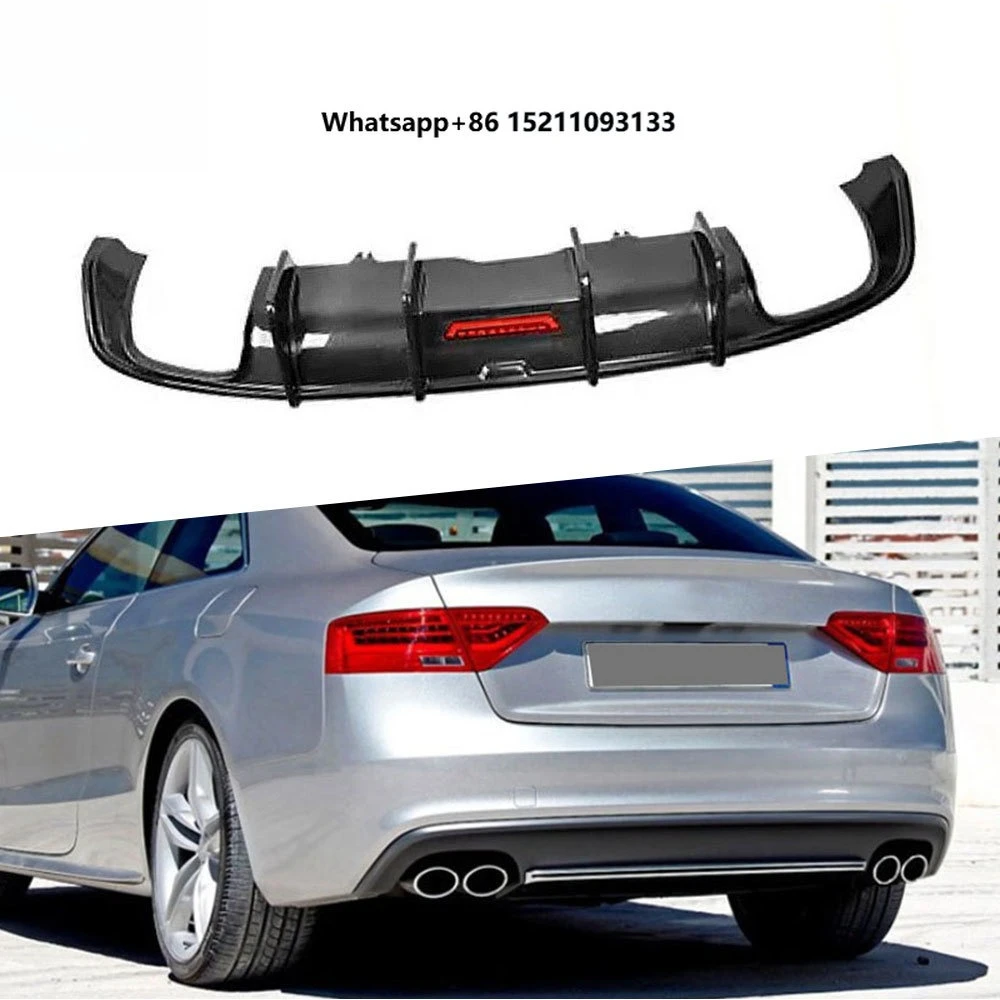 Carbon Fiber Rear Bumper Lip Diffuser Spoiler With Lamp for A5 Sline S5 2012-2016 Claw Style FRP Rear Diffuser Car Styling