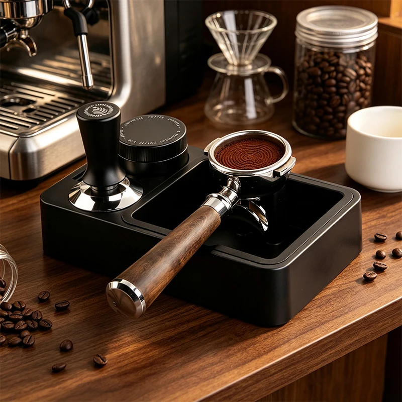 ABS Coffee Powder Press Seat Powder Hammer Dispenser Set Italian Handle BracketFilling Base Storage Rack Suitable 51/53/58MM