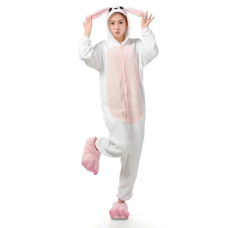 4 Women White Rabbit Kigurumi Warm Onesie Warm Holiday Party Homewear