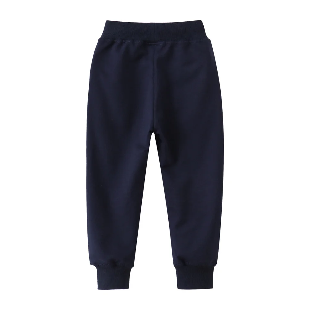 Kids Boys Sharks Embroidery Sweatpants Full Length Drawstring Trousers 2-7T Autumn Spring Children's Clothing Pants