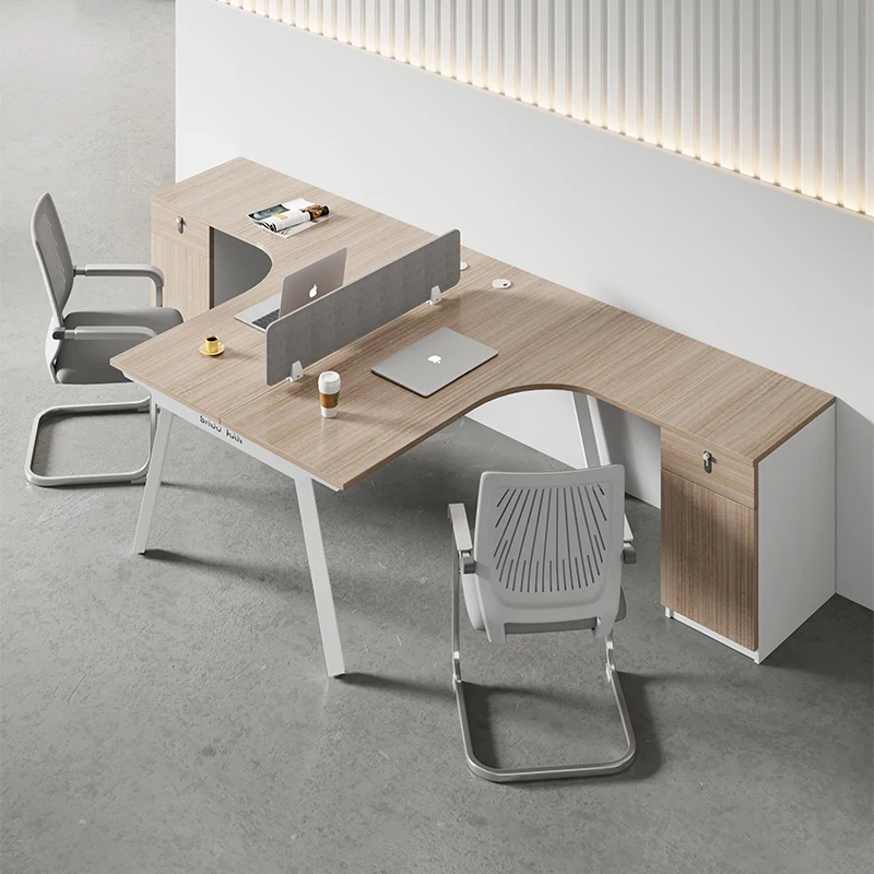 Corner desk Double table and chair combination 2 people Office staff table Screen staff booth 4 people Work space