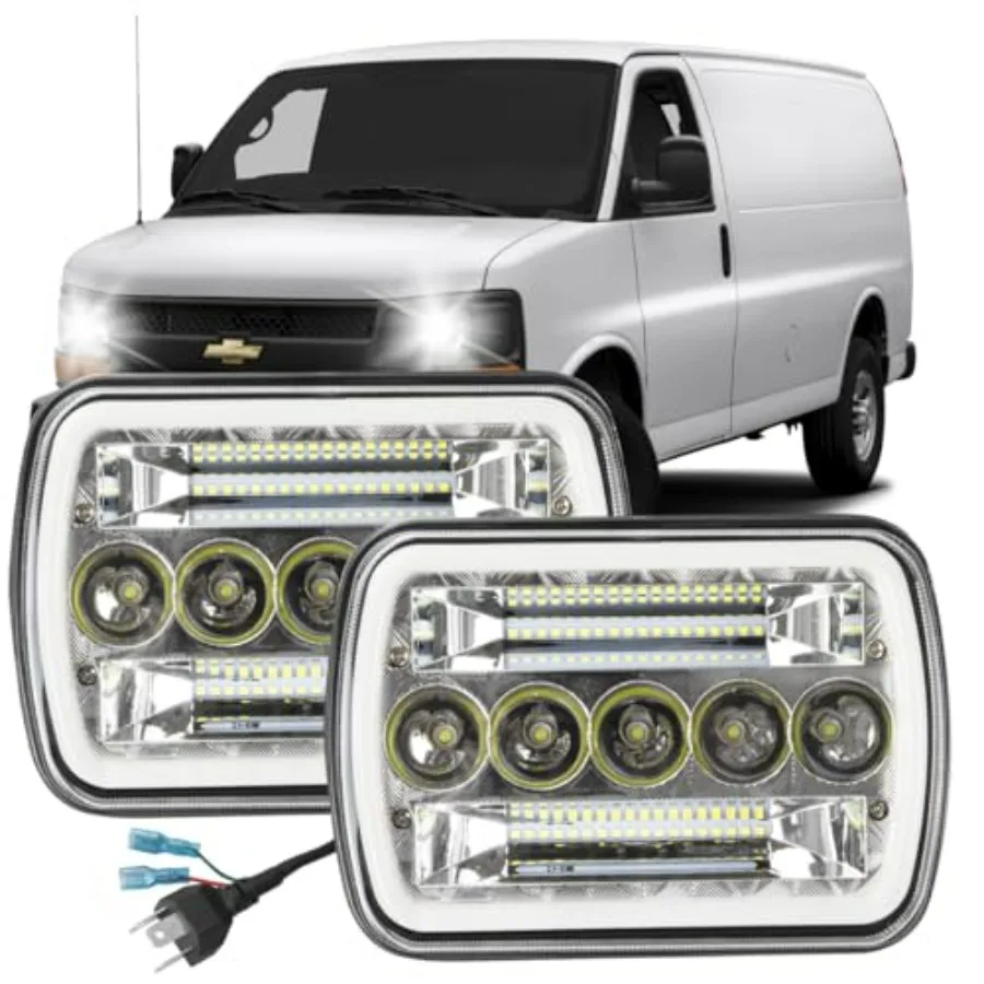 

FIT 1984-1991 Chevy Blazer 1996-2017 Chevy Express 130W 44000LM 6000K Xenon White H6054 Rectangular Sealed Beam 5x7 6x7 INCH He