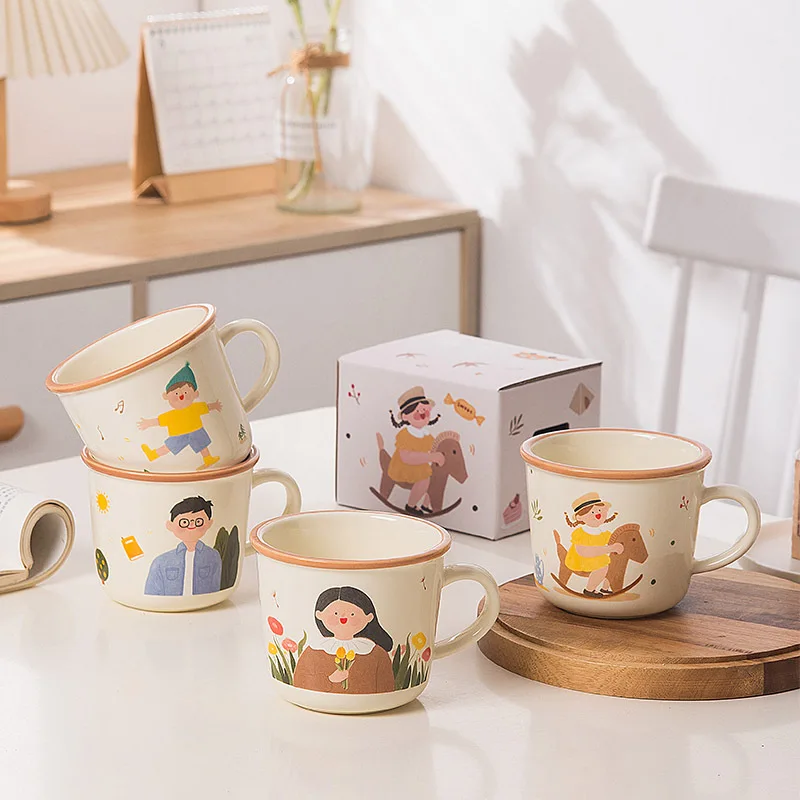 340ml Creative Family Parent-child Ceramic Mug, Cute and Personalized Home Use Children's Breakfast Cup, Souvenir Coffee Cup