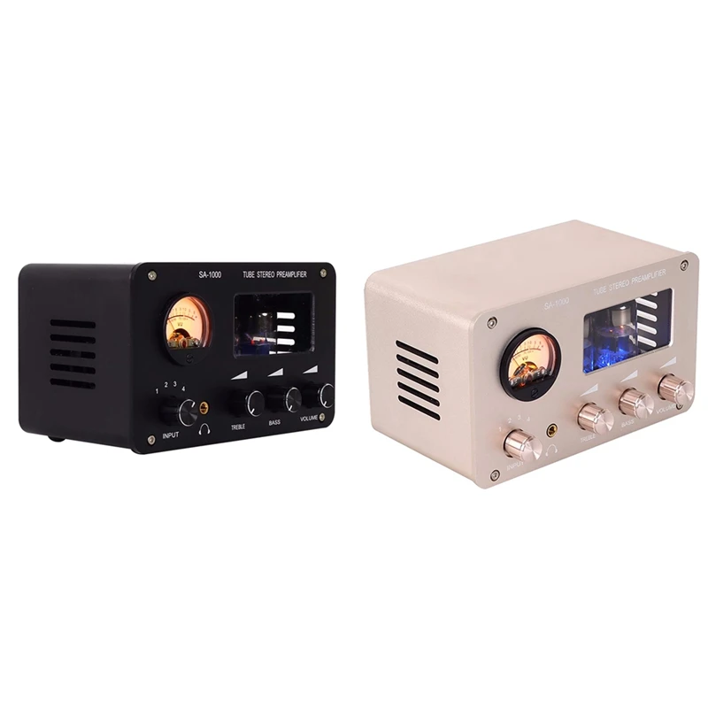 

Audiophile Tube 4 Input 2 Output With Built-In VU Level Meter High-Bass Adjustment Headphone Amplifier With US Plug Durable , B