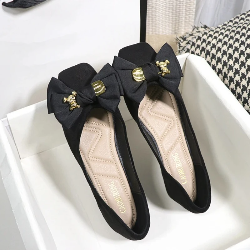 

Новые женские туфли на плоской подошве, замшевые повседневные топсайдеры с бантом, мягкие лоферы без шнуровки