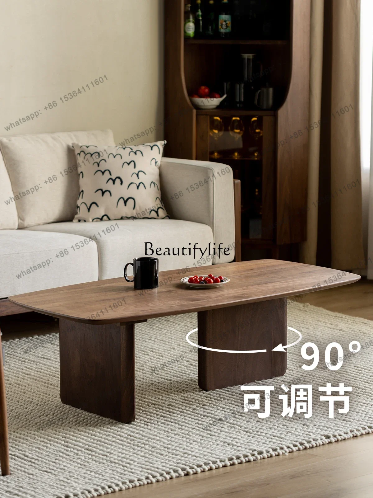 

CJ North American Black Walnut Coffee Table Modern Simple Living Room Small Apartment Tea Table