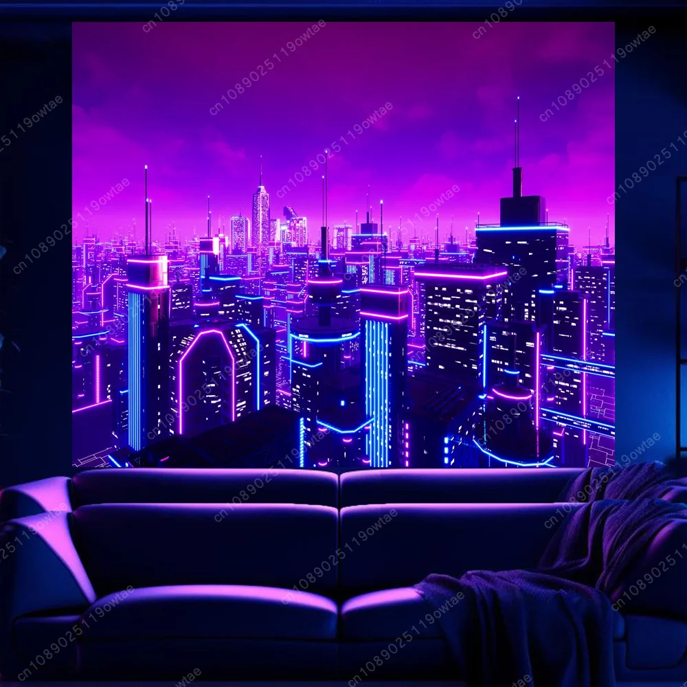 

VIKAMA Cyber City Tapestry Scandinavian Style Game Room Decoration Modern Minimalist Office Wall Decoration