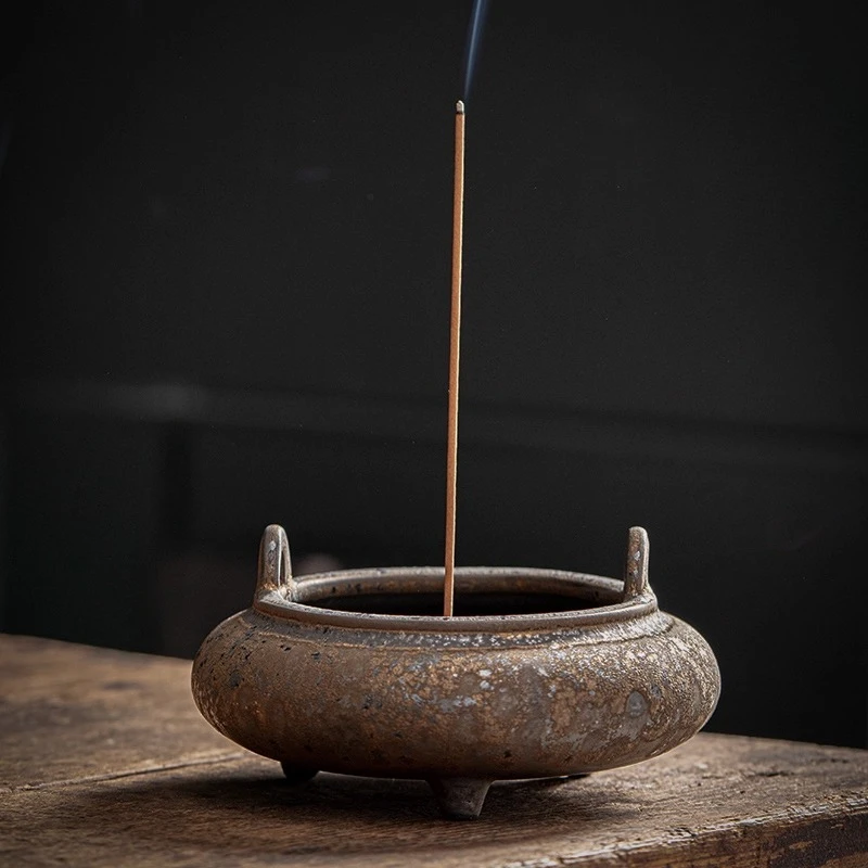 Coarse Ceramic Incense Burner Home Aromatherapy Burner Ornament Indoor Agarwood Tray Holder Creative Ceramic Incense Stand