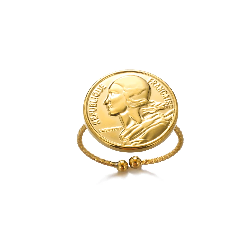 Anello portamonete in acciaio inossidabile Color oro Mariana ritratto anello di sicurezza regolabile moda accessori gioielli eleganti per regalo