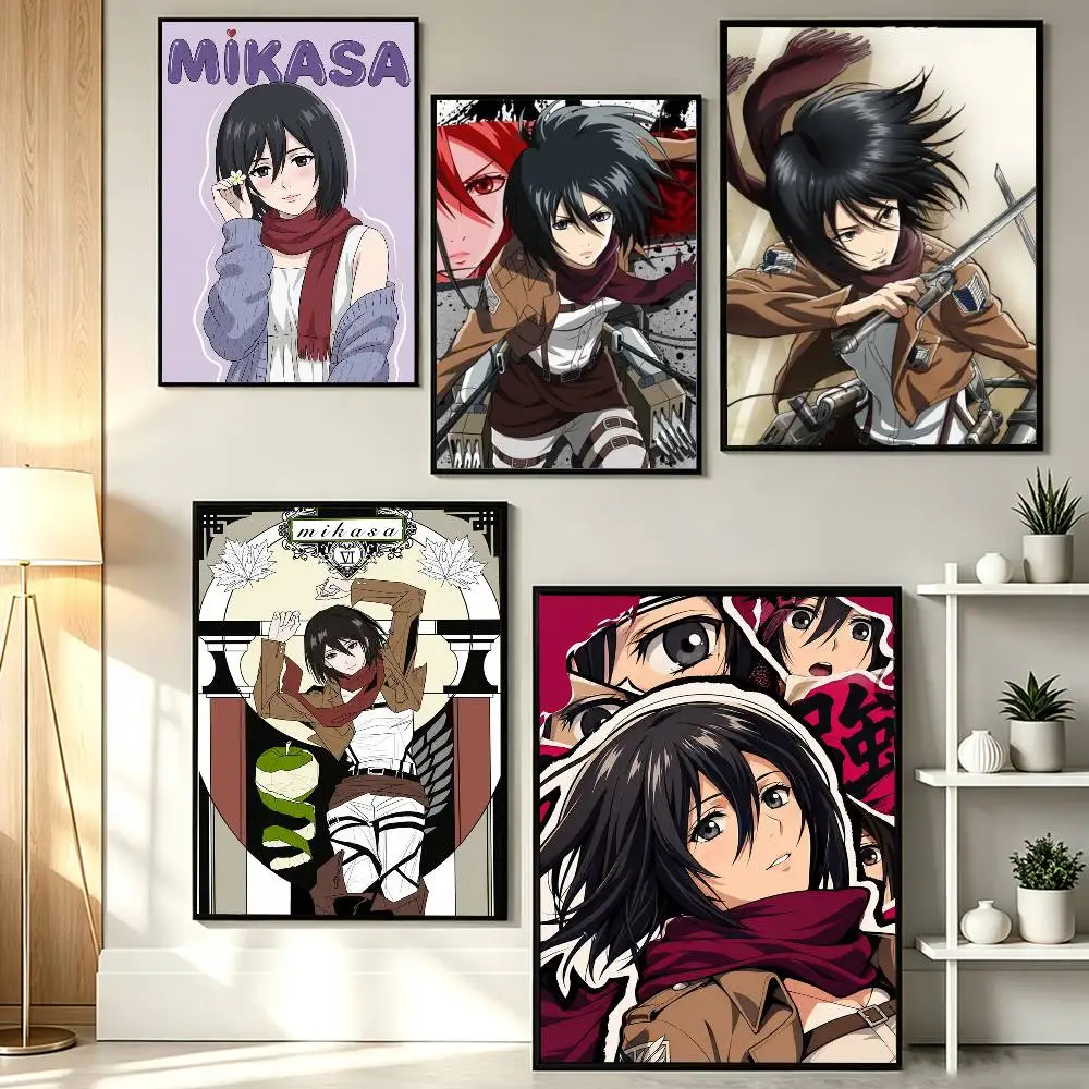 Mikasa A-Ackerman Attack on Titan Poster HD Self Adhesive Waterproof Wall Art Ideal for Home Office Dorm Gift