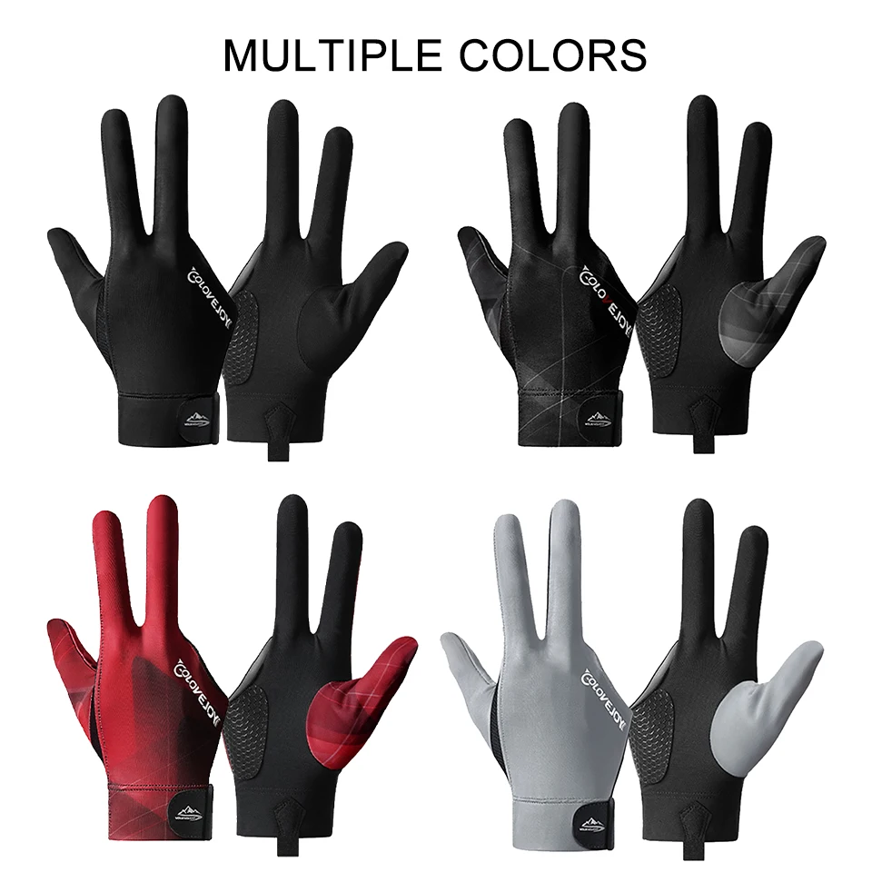 LOOGDEEL 1Piece Full Finger Billiard Pool Gloves Adjustable Sticker Polyester Snooker Billiards Gloves Portable Training Equipt