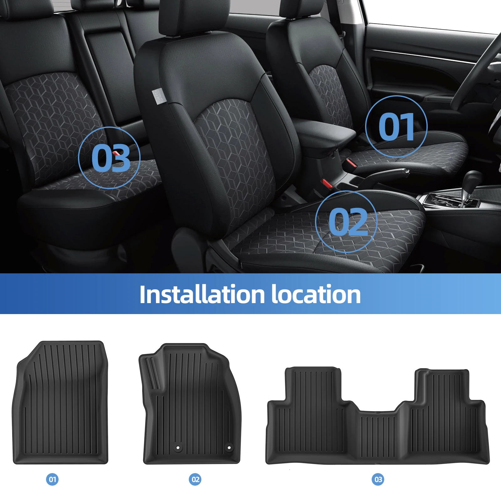 LUCKEASY for Mitsubishi Outlander 2023-2024 Car Floor Mats Car Accessories Cargo Liner Trunk Mat Protection Pad Only Fit RHD